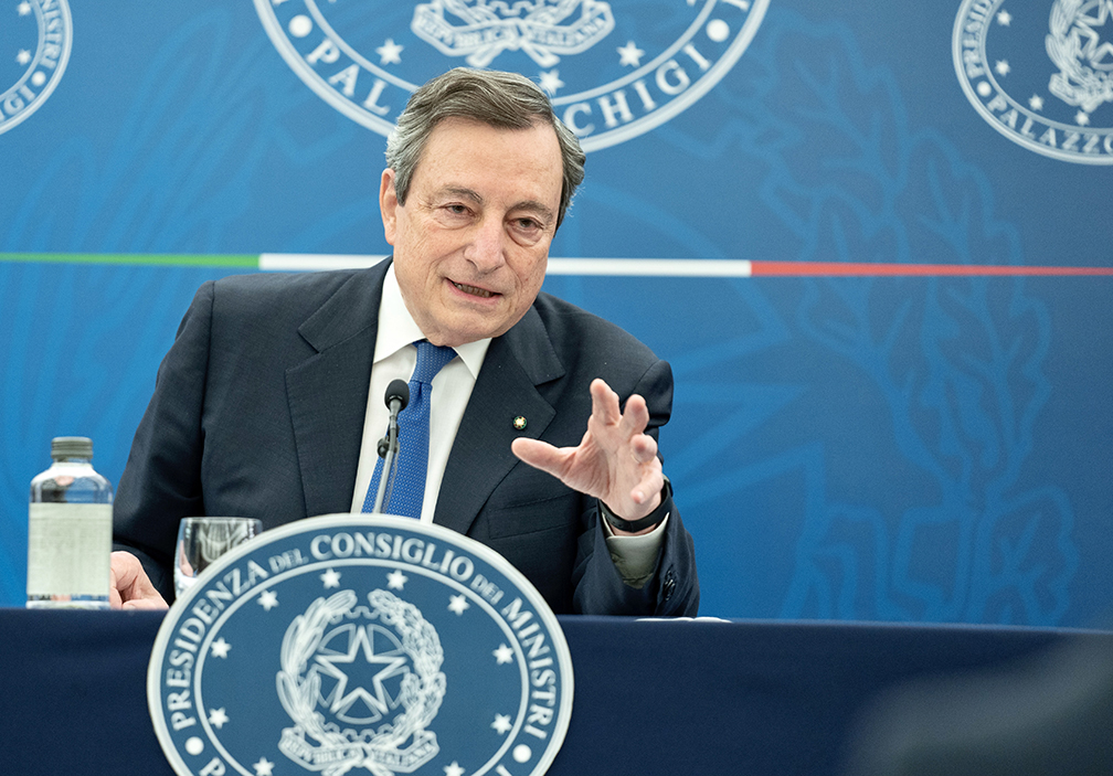 La conferenza stampa di fine anno del presidente del Consiglio Mario Draghi