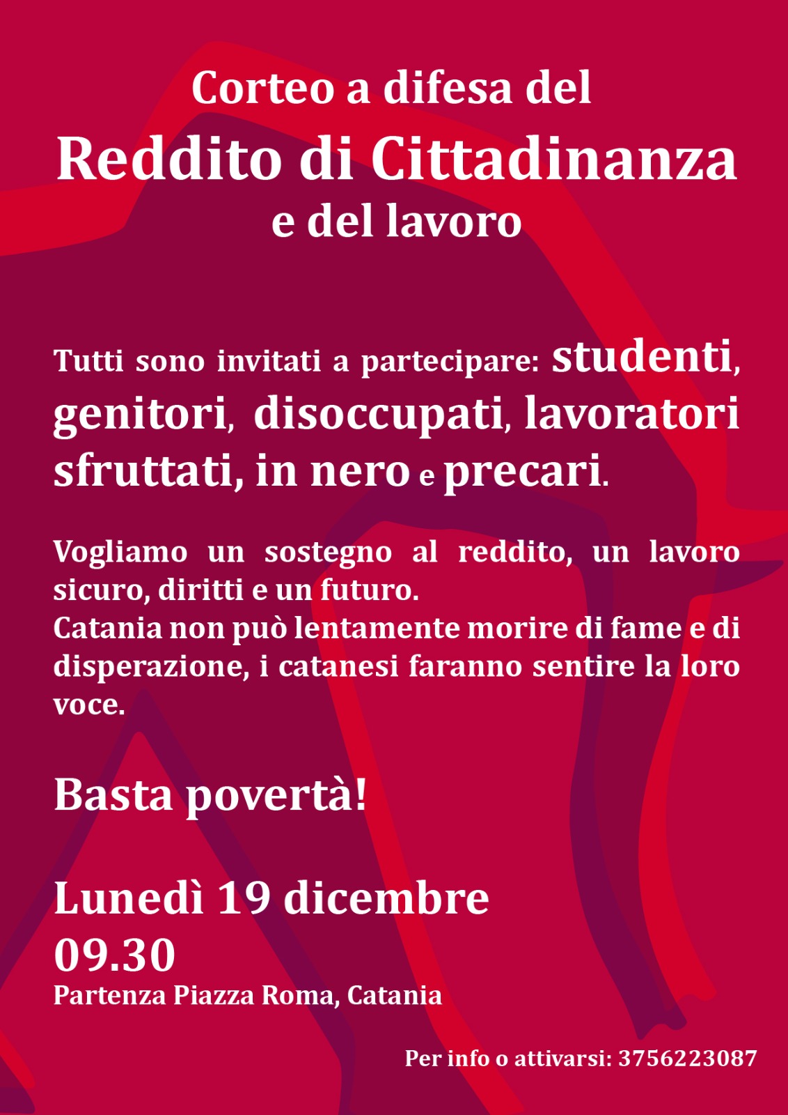 Catania: la prossima settimana il corteo a difesa del Reddito di Cittadinanza e del lavoro