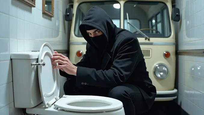 Svuotano il WC di un Pullman credendo di rubare benzina
